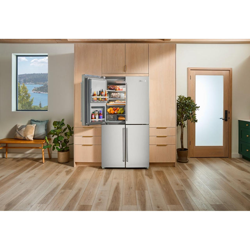 KitchenAid Réfrigérateur quatre portes avec porte à deux battants à profondeur de comptoir de 36 pouces, 19,4 pi. cu. avec distributeur d'eau et de glaçons KRQC736RPS - Germain Larivière
