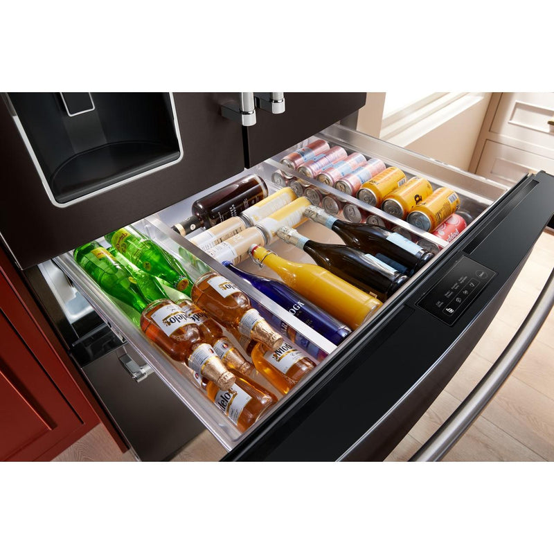 KitchenAid Réfrigérateur quatre portes avec porte à deux battants de 36 pouces avec système d'eau et de glaçons externe KRMF536RBS - Germain Larivière