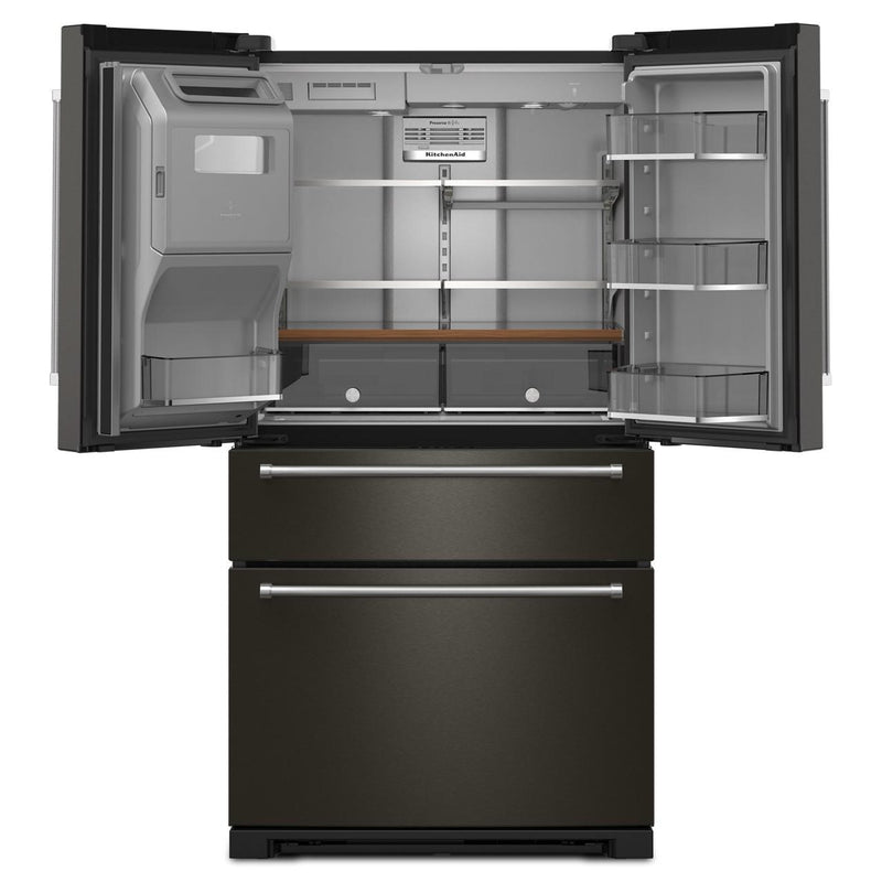 KitchenAid Réfrigérateur quatre portes avec porte à deux battants de 36 pouces avec système d'eau et de glaçons externe KRMF536RBS - Germain Larivière