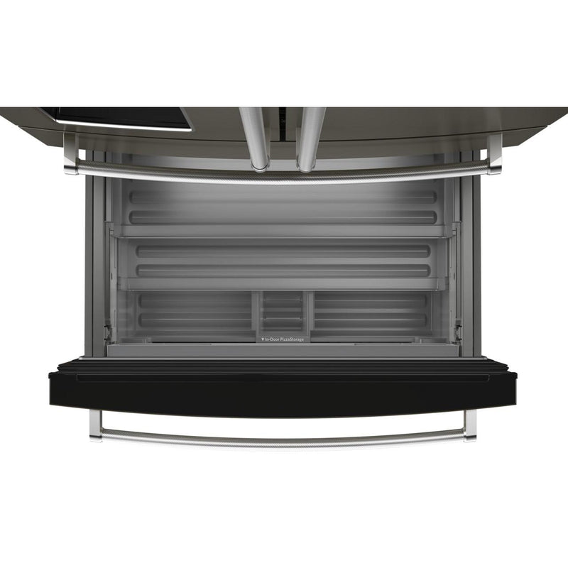 KitchenAid Réfrigérateur quatre portes avec porte à deux battants de 36 pouces avec système d'eau et de glaçons externe KRMF536RBS - Germain Larivière