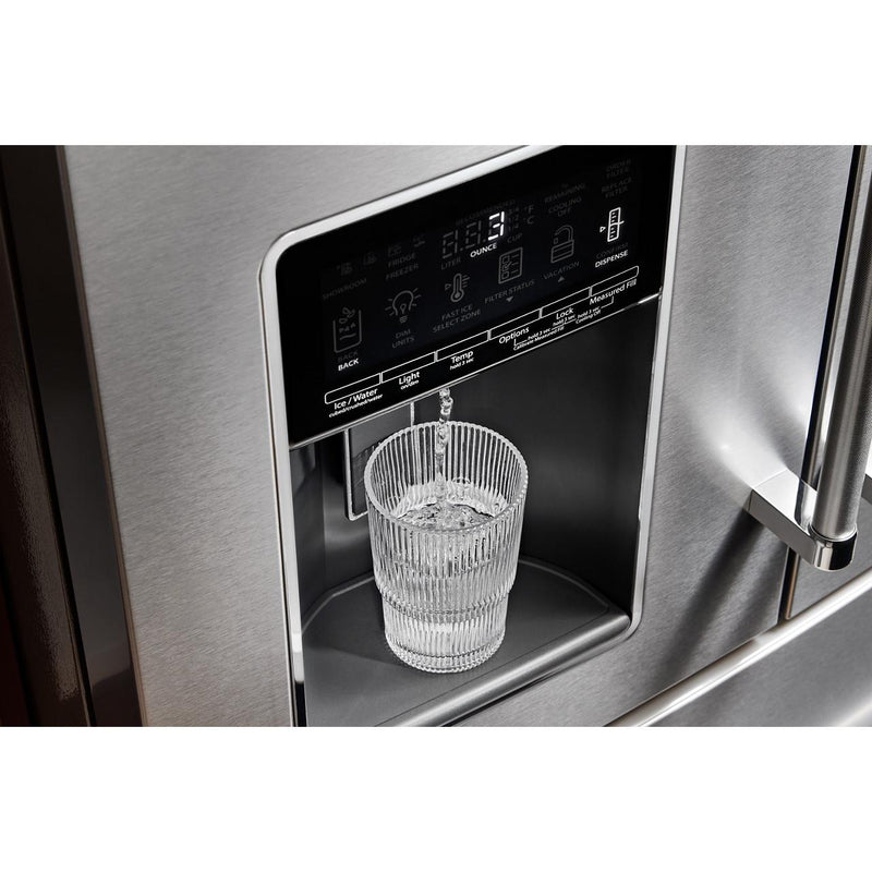 KitchenAid Réfrigérateur quatre portes avec porte à deux battants de 36 pouces avec système d'eau et de glaçons externe KRMF536RPS - Germain Larivière