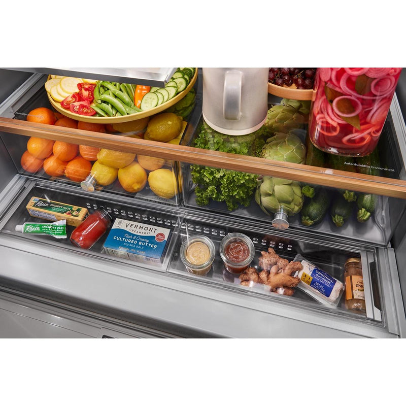 KitchenAid Réfrigérateur quatre portes avec porte à deux battants de 36 pouces avec système d'eau et de glaçons externe KRMF536RPS - Germain Larivière