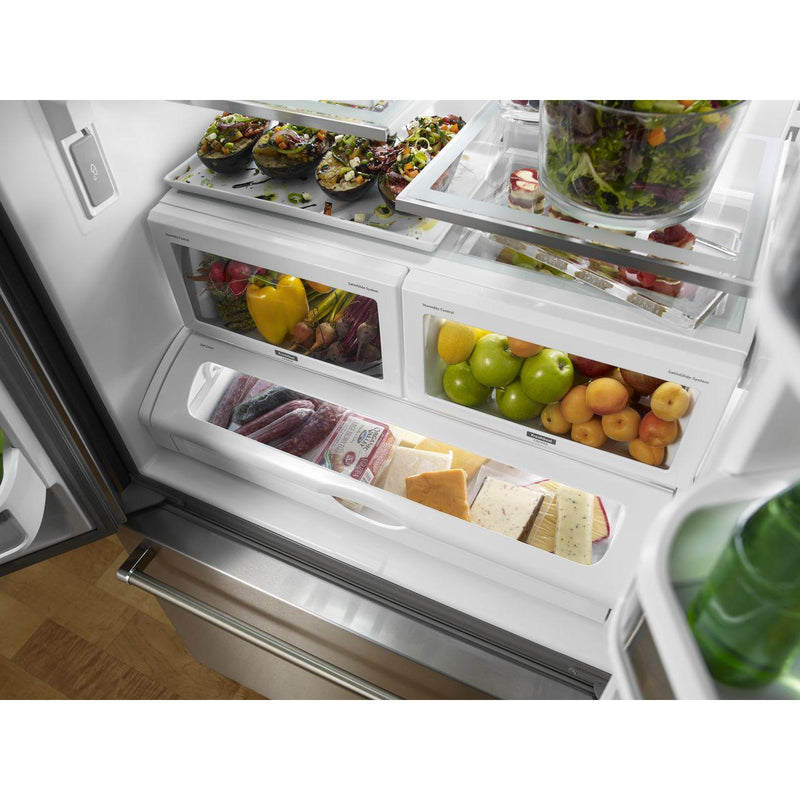 KitchenAid Réfrigérateur trois portes avec porte à deux battants à profondeur de comptoir de 36 po., 22 pi.cu. avec distributeur d'eau interieur KRFC302EPA - Germain Larivière