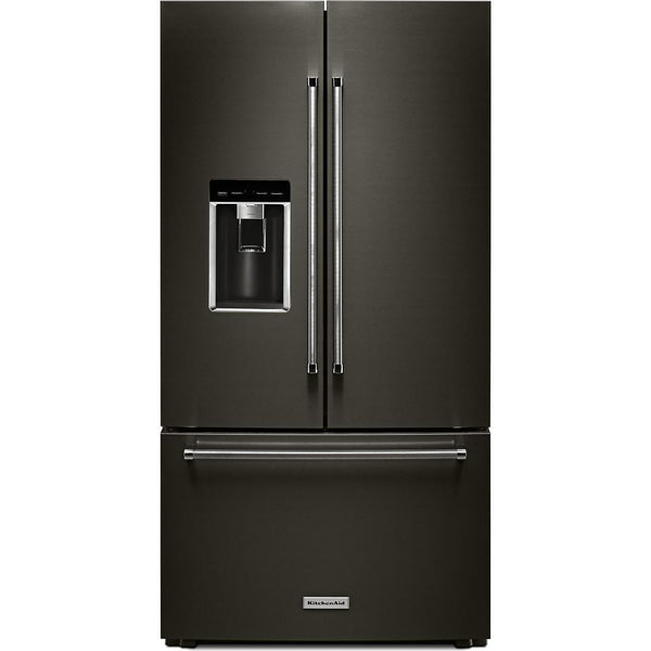 KitchenAid Réfrigérateur trois portes avec porte à deux battants à profondeur de comptoir de 36 po, 23.8 pi cu avec distributeur d'eau et de glaçons KRFC704FBS VENTE FINALE - BOITE OUVERTE - VENDU TEL QUEL - Germain Larivière