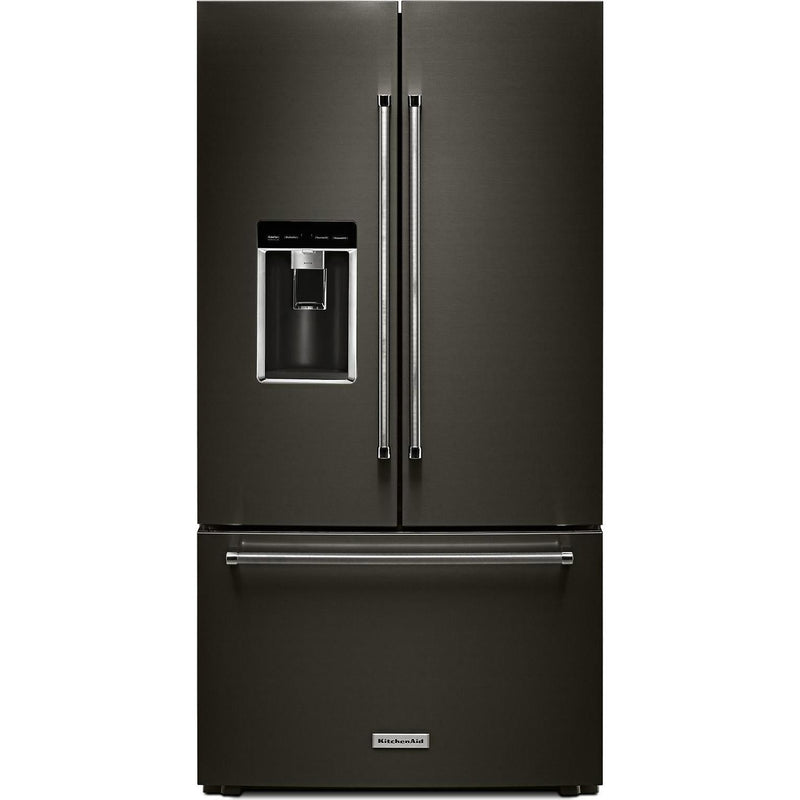 KitchenAid Réfrigérateur trois portes avec porte à deux battants à profondeur de comptoir de 36 po, 23.8 pi cu avec distributeur d'eau et de glaçons KRFC704FBS VENTE FINALE - BOITE OUVERTE - VENDU TEL QUEL - Germain Larivière