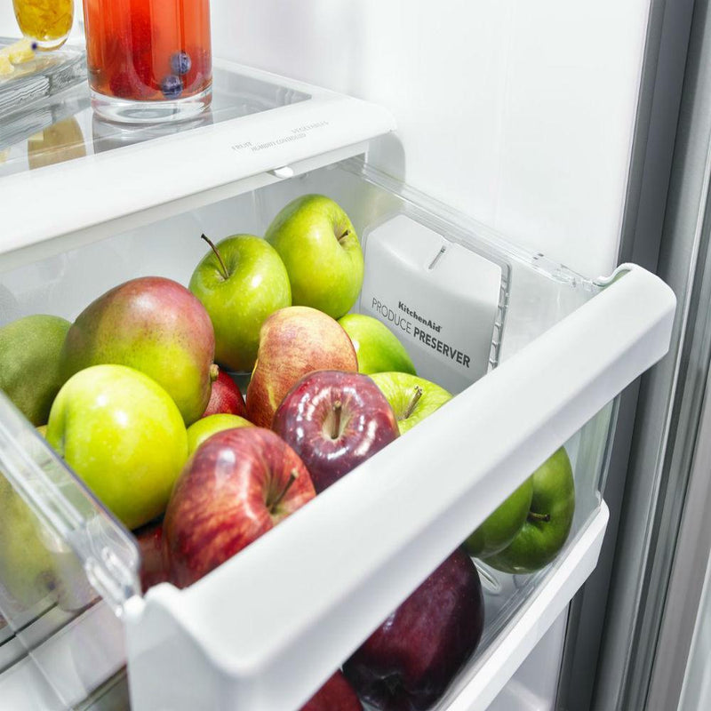 KitchenAid Réfrigérateur trois portes avec porte à deux battants amovible de 36 po., 25 pi.cu. avec système de température ExtendFresh™ Plus KRFF305EBS - Germain Larivière