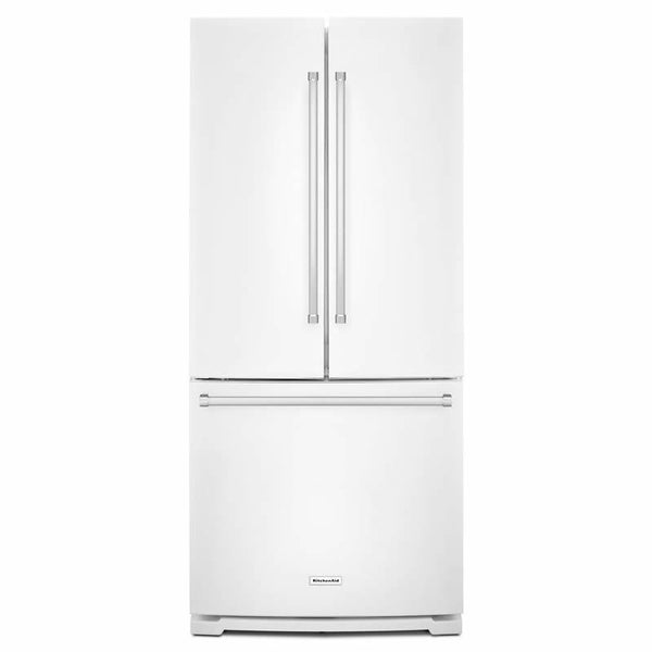 KitchenAid Réfrigérateur trois portes avec porte à deux battants de 30 po, 19.7 pi cu avec distributeur d'eau et de glaçons KRFF300EWH - Germain Larivière