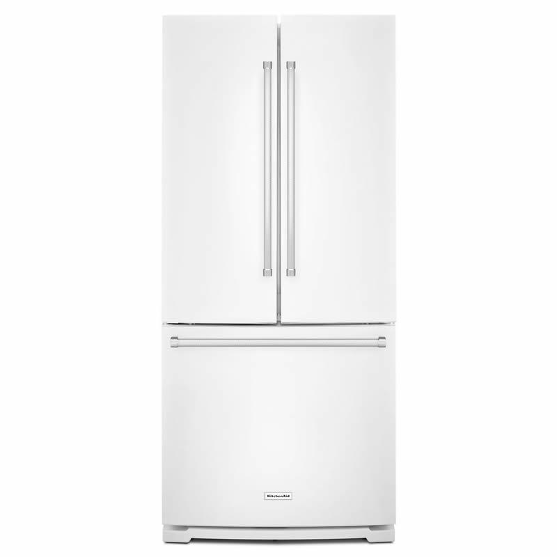 KitchenAid Réfrigérateur trois portes avec porte à deux battants de 30 po, 19.7 pi cu avec distributeur d'eau et de glaçons KRFF300EWH - Germain Larivière