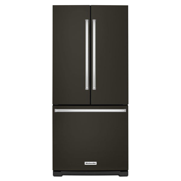 KitchenAid Réfrigérateur trois portes avec porte à deux battants de 31 po, 19.68 pi cu avec distributeur d'eau et de glaçons KRFF300EBS - Germain Larivière