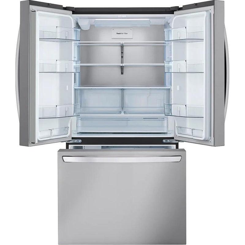 LG Réfrigérateur trois portes avec porte à deux battants à profondeur de comptoir Max de 36 pouces, 27 pi. cu. avec Linear Cooling™ LRFLC2706S VENTE FINALE - BOITE OUVERTE - VENDU TEL QUEL - Germain Larivière