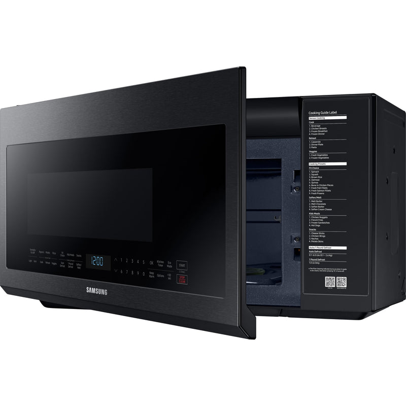 Samsung Four à micro - ondes au dessus de cuisinière de 30 po, 2,1 pi cu avec système de ventilation ME21M706BAG/AC - Germain Larivière