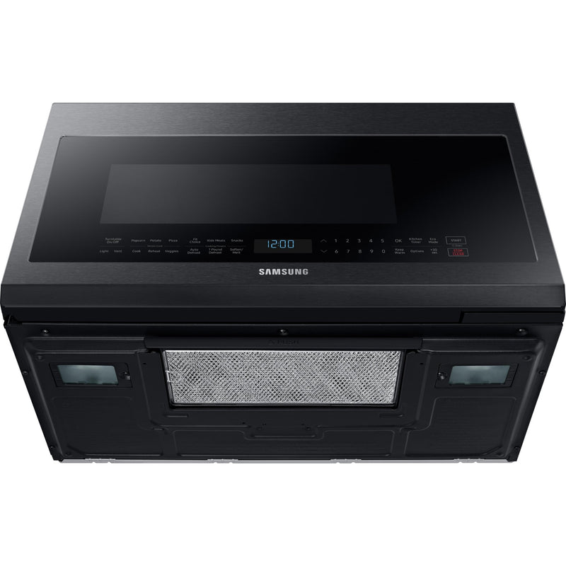 Samsung Four à micro - ondes au dessus de cuisinière de 30 po, 2,1 pi cu avec système de ventilation ME21M706BAG/AC - Germain Larivière