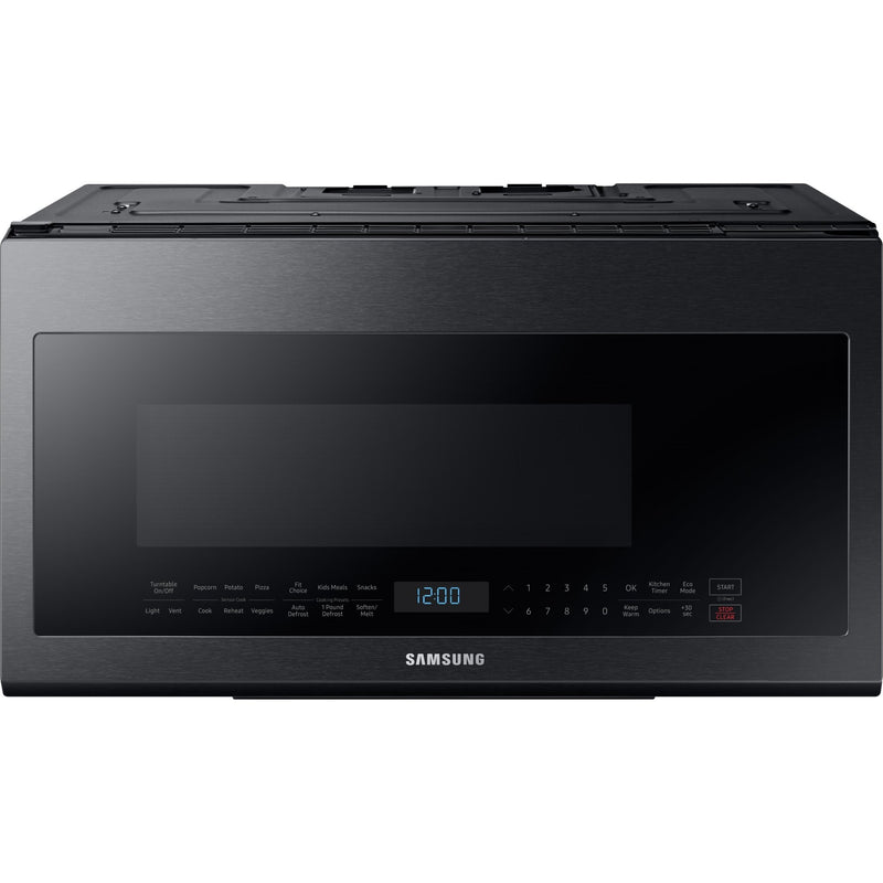 Samsung Four à micro - ondes au dessus de cuisinière de 30 po, 2,1 pi cu avec système de ventilation ME21M706BAG/AC - Germain Larivière