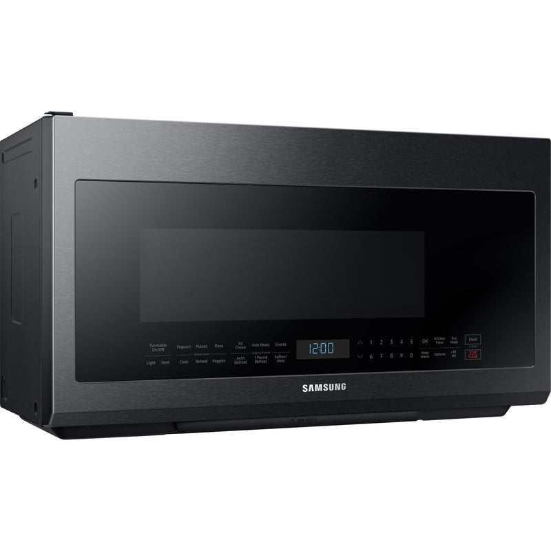 Samsung Four à micro - ondes au dessus de cuisinière de 30 po, 2,1 pi cu avec système de ventilation ME21M706BAG/AC - Germain Larivière