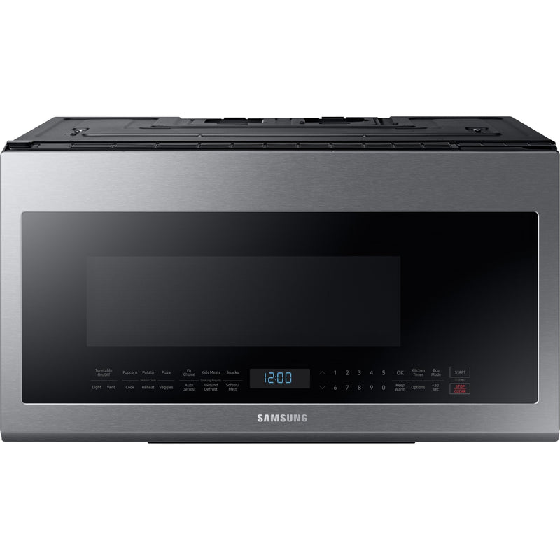 Samsung Four à micro - ondes au dessus de cuisinière de 30 po, 2,1 pi cu avec système de ventilation ME21M706BAS/AC - Germain Larivière