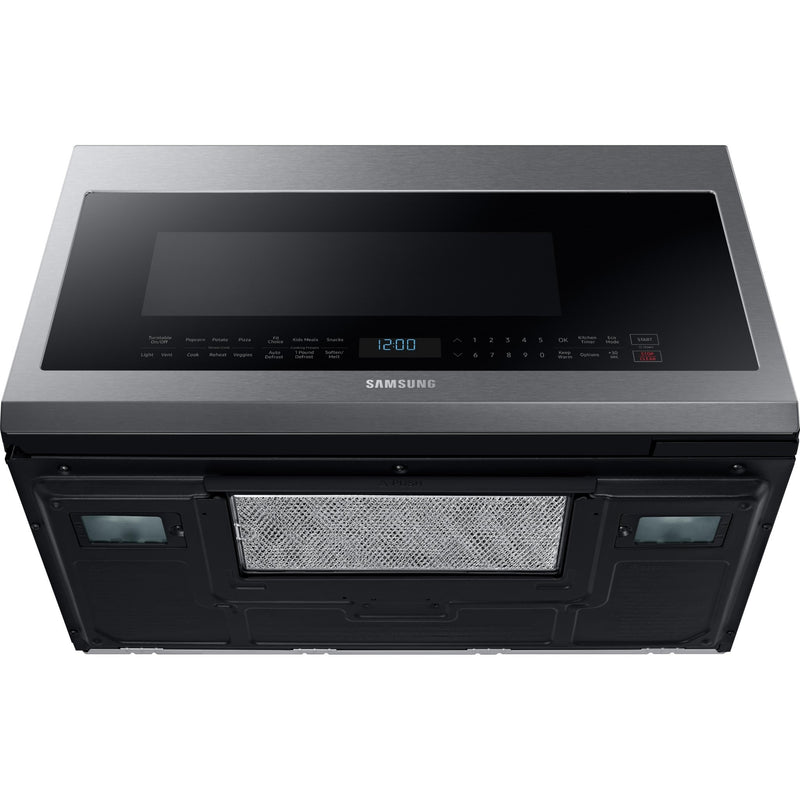 Samsung Four à micro - ondes au dessus de cuisinière de 30 po, 2,1 pi cu avec système de ventilation ME21M706BAS/AC - Germain Larivière