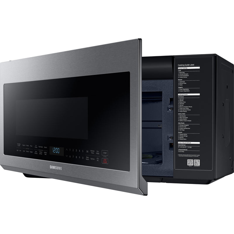 Samsung Four à micro - ondes au dessus de cuisinière de 30 po, 2,1 pi cu avec système de ventilation ME21M706BAS/AC - Germain Larivière