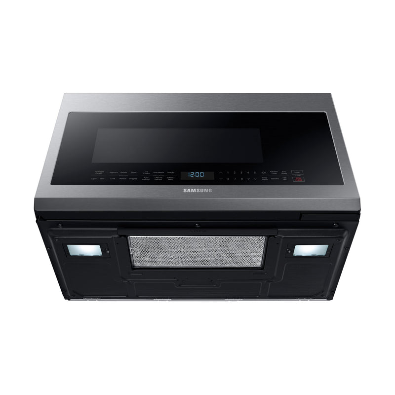 Samsung Four à micro - ondes au dessus de cuisinière de 30 po, 2,1 pi cu avec système de ventilation ME21M706BAS/AC - Germain Larivière
