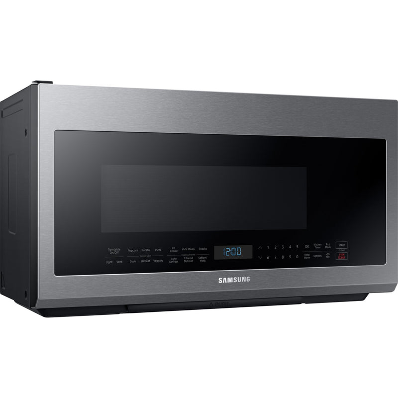 Samsung Four à micro - ondes au dessus de cuisinière de 30 po, 2,1 pi cu avec système de ventilation ME21M706BAS/AC - Germain Larivière
