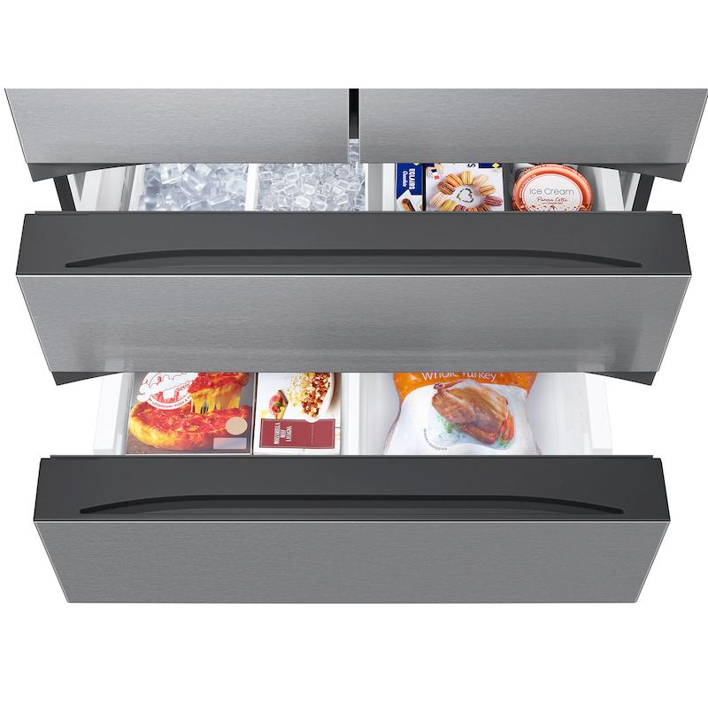 Samsung Réfrigérateur quatre portes avec porte à deux battants à profondeur de comptoir de 36 pouces, 25 pi. cu. avec système distributeur de glace et d'eau RF26CG7400SRAA - Germain Larivière