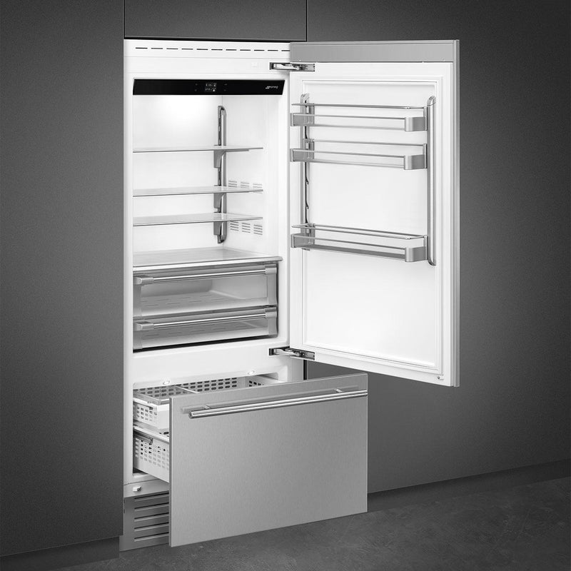 Smeg Réfrigérateur à congélateur inférieur de 36 pouces, 19,63 pi. cu. RBMU36RX - Germain Larivière