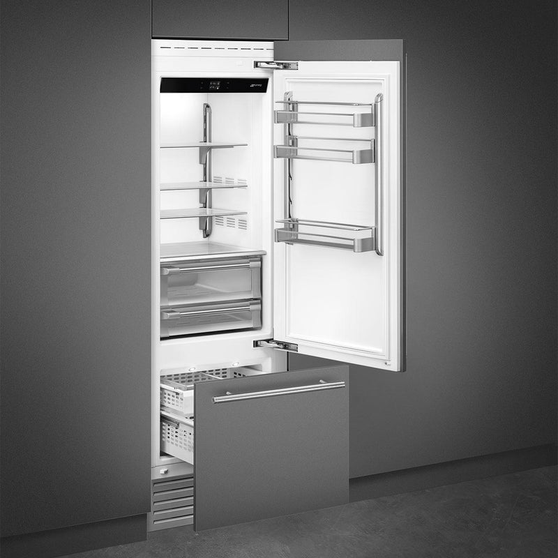 Smeg Réfrigérateur à congélateur inférieur intégré de 30 pouces, 15,54 pi. cu. RBMU30R - Germain Larivière