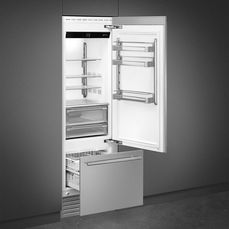 Smeg Réfrigérateur à congélateur inférieur intégré de 30 pouces, 15,54 pi. cu. RBMU30RX - Germain Larivière