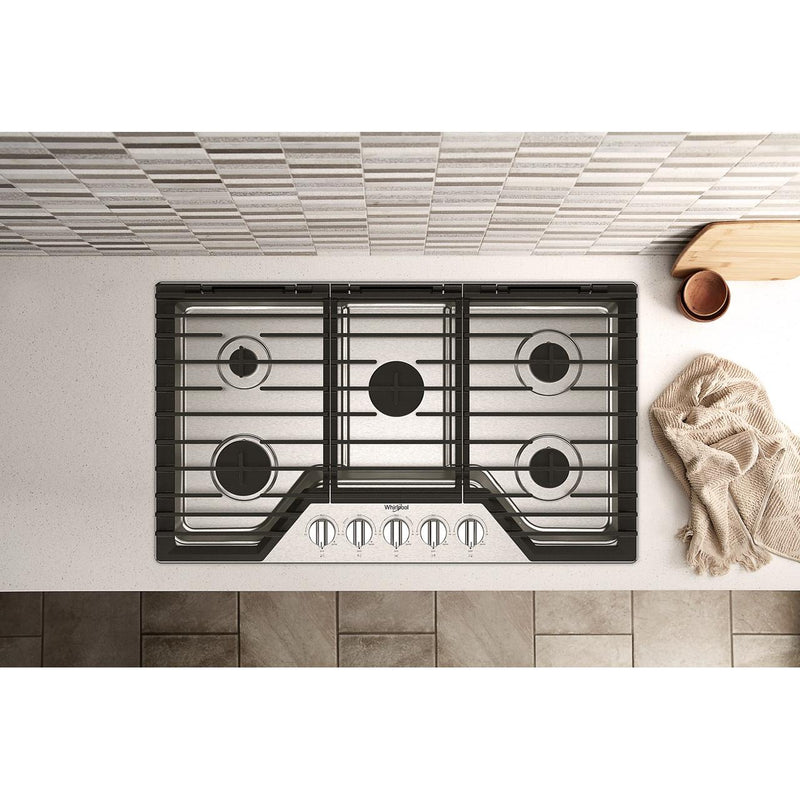 Whirlpool Cuisinière à gaz encastrable de 36 pouces avec grilles en fonte EZ - 2 - Lift™ WCGK5036PS - Germain Larivière