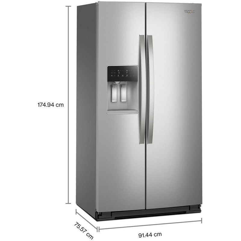 Whirlpool Réfrigérateur côte - à - côte de 36 pouces, 21 pi. cu. avec distributeur d'eau et de glace WRSC5536RZ - Germain Larivière