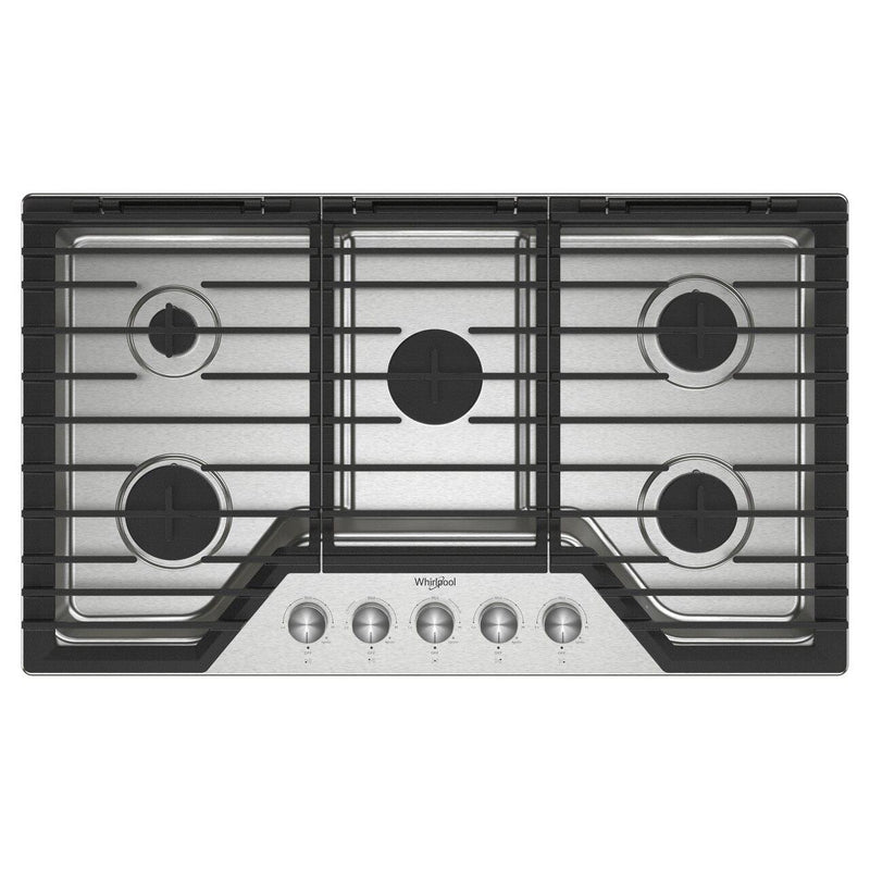 Whirlpool Table de cuisson à gaz encastrée de 36 pouces avec des grilles en fonte EZ - 2 - Lift™ WCGK7036PS - Germain Larivière